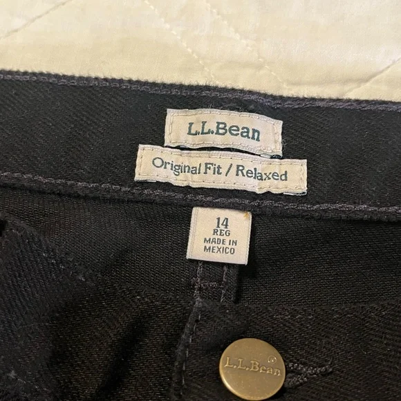 LL Bean Jeans Women 14 Reg Original Relaxed Fit Black 100% Cotton Vintage NWOT - Picture 9 of 12